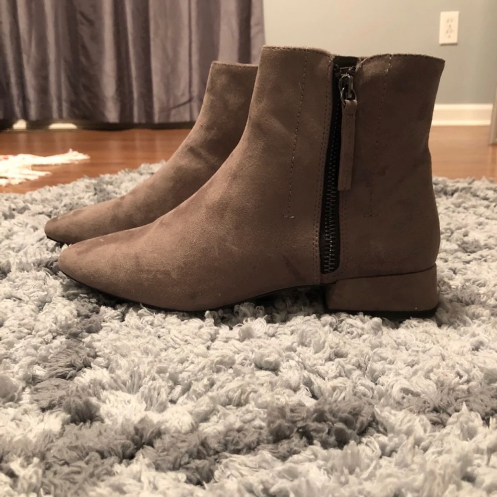 Zara Grey Suede Zip Up Ankle Bootie